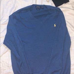 Blue Polo Ralph Lauren V-Neck Sweater Medium